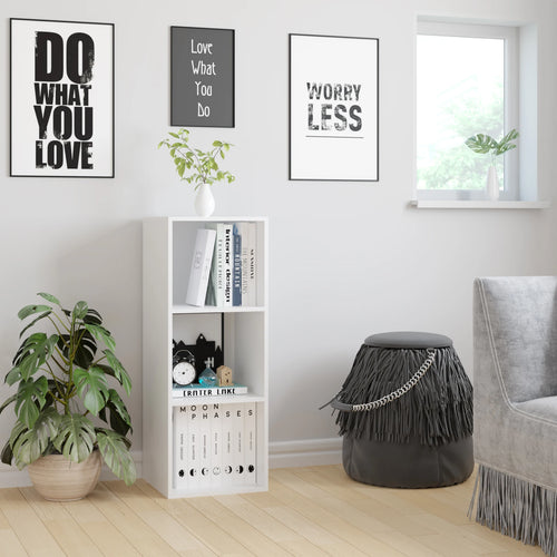 Getone Small Bookcase, White Bookshelf, 3 Cubes Storage Unit, Living Room Bookcase Wooden 30x30x80cm - vue 3 sur 8