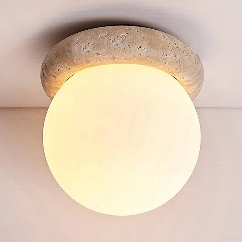 plafonnier wabi sabi japon décoration industrielle led travertin - vue 4 sur 6