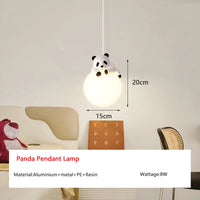 lustre suspendu en résine panda pour chambre d'enfants