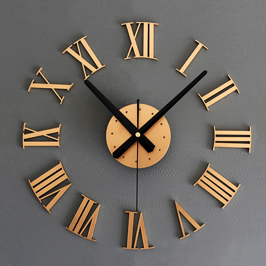 horloge murale 3D à chiffres romains à personnaliser décoration artistique - vue 3 sur 4