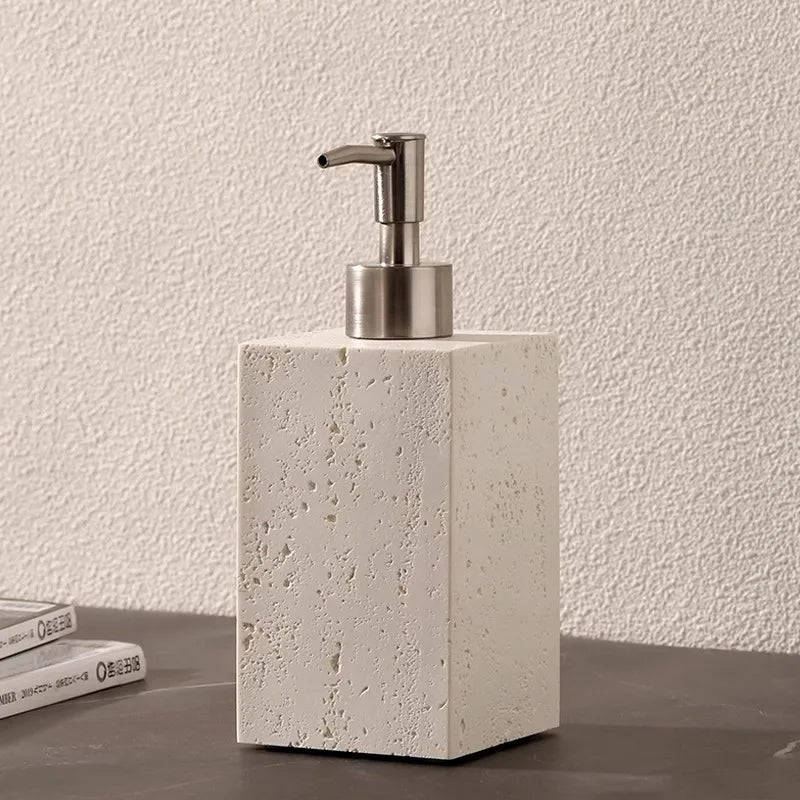 Ahunderjiaz Wabi-Sabi Style Push Bottle, Marble Shower Gel Dispenser Bottle, Light Luxury Bathroom Tabletop Decoration, Home Dec