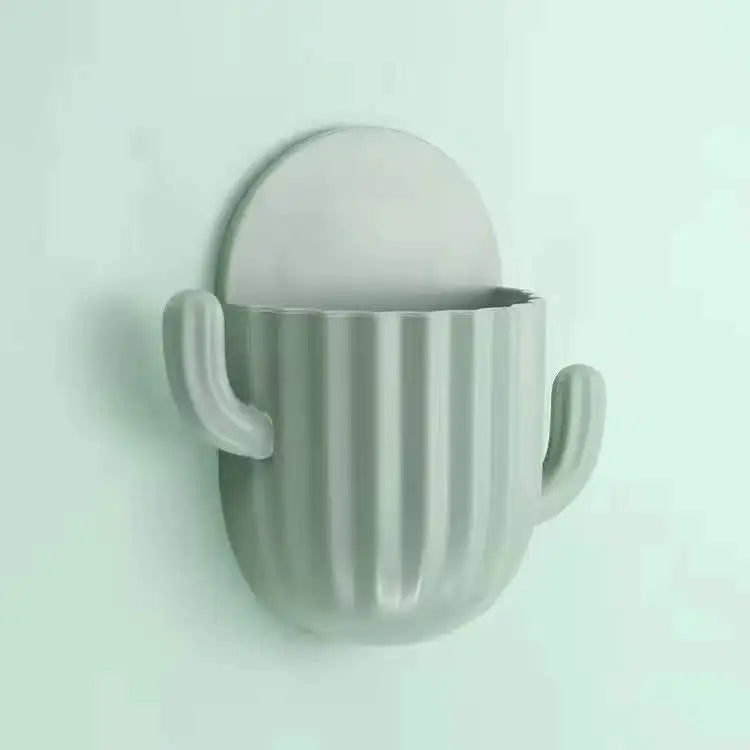 support mural auto-adhésif pour rangement de brosse et dentifrice cactus