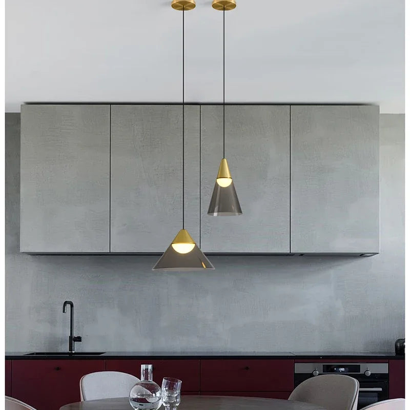 Lamp Modern Pendant Light, 1-Light Gold LED Pendant Light Fixture For Kitchen Island Bedroom Hallway Dining Room Living Room Ca - vue 2 sur 10