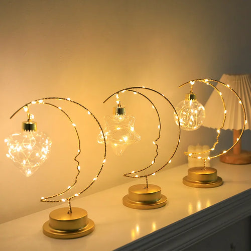 Lampe LED fer lune étoiles enfants - vue 2 sur 9