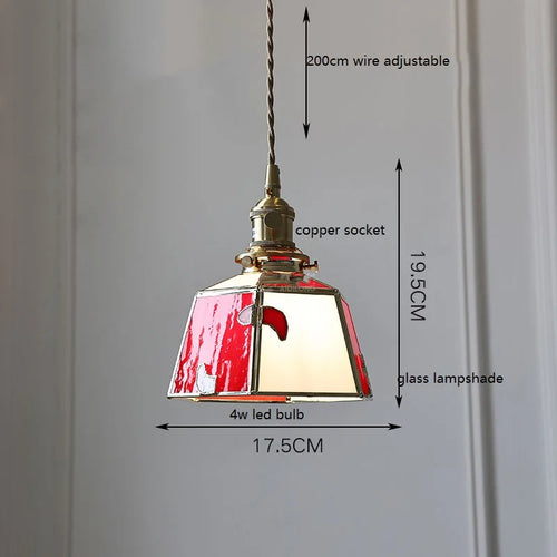 Nordic vintage handheld lamp with coloured glass and copper - vue 15 sur 29