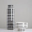 Black and White Striped Ceramic Vase, Flower Pot Decoration, Home and Living Room Decoration, Creative Geometric Striped Vase