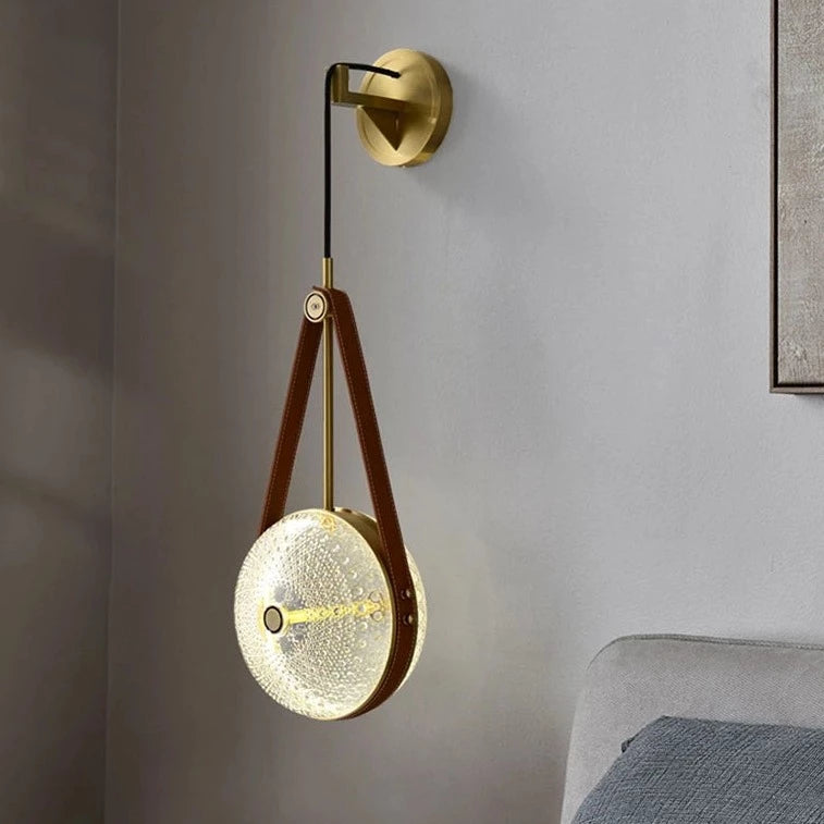 Applique murale design luxe cuivre verre post-moderne cuir