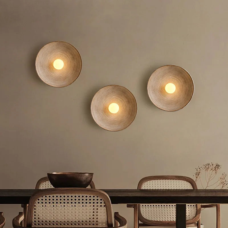 Wabi sabi applique ronde rétro Loft salon chambre chevet appliques décoration de la maison verre résine couloir allée appliques murales - vue 10 sur 14