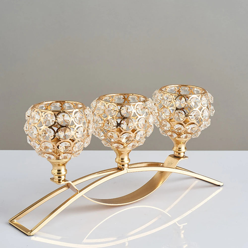 bougeoirs en métal chandelier cristal pour décorations festives - vue 2 sur 12
