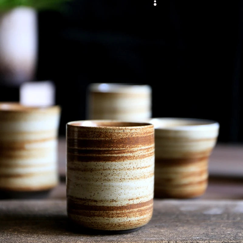 Mug raku japonais ceramique peint main style vintage