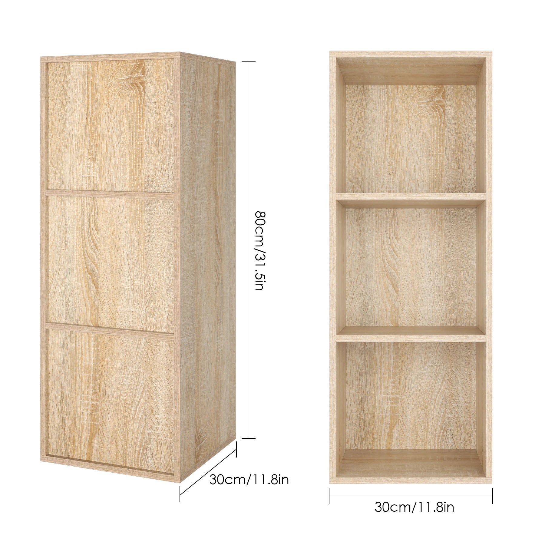 Getone Small Bookcase, White Bookshelf, 3 Cubes Storage Unit, Living Room Bookcase Wooden 30x30x80cm - vue 5 sur 8