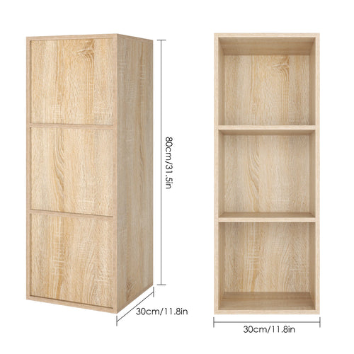 Getone Small Bookcase, White Bookshelf, 3 Cubes Storage Unit, Living Room Bookcase Wooden 30x30x80cm - vue 6 sur 8