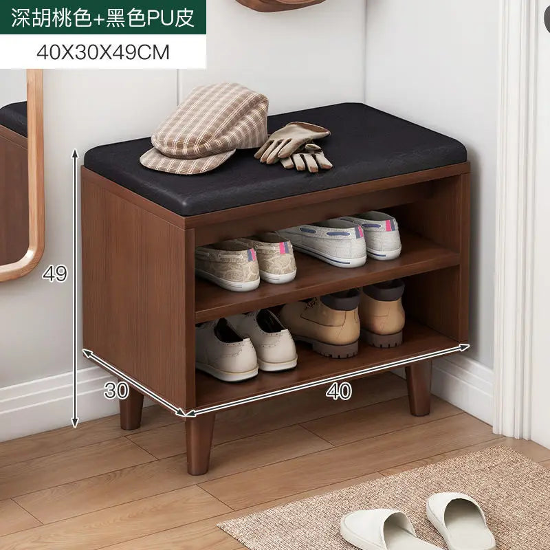 Shoe Storage Bench With Gray Cushion, White Shoe Rack Bench With 2 Storage Rack And Cubby And Drawer, Shoe Cabinet Bench Seat Fo - vue 5 sur 7