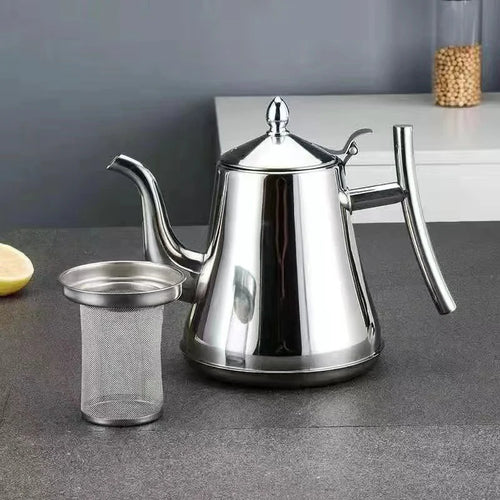 Théière acier inoxydable poli avec infuseur filtre