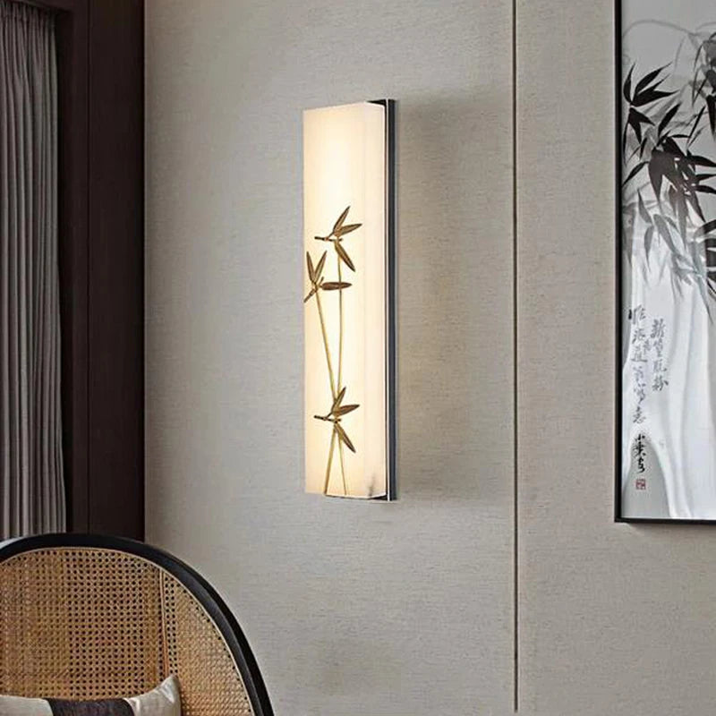 applique murale led en cuivre et marbre style bambou pour hôtel - vue 4 sur 7