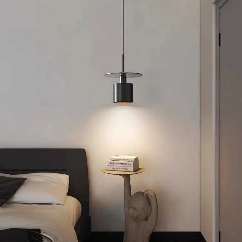 lampe led suspendue en laiton noir avec cordon réglable en cuivre