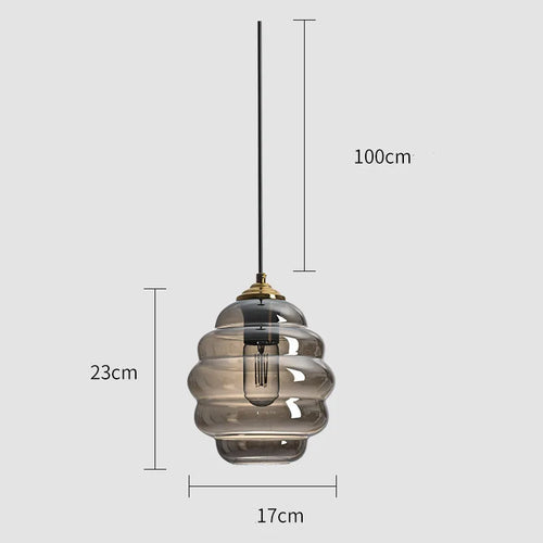 suspension moderne en verre teinté pour décoration intérieure - vue 13 sur 24