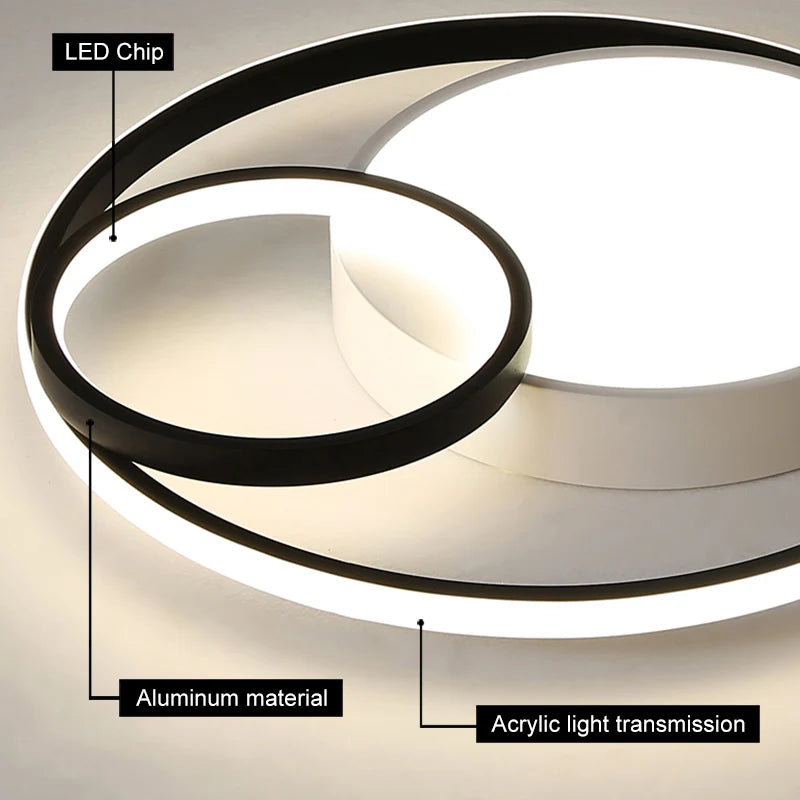 Plafond moderne à LEDs lumière salon chambre salle à manger plafonnier éclairage intérieur Dimmable décoratif maison lampes lumineuses - vue 5 sur 12