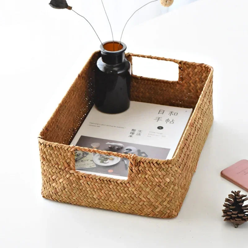 panier en osier tressé pour rangement et décoration - vue 5 sur 8