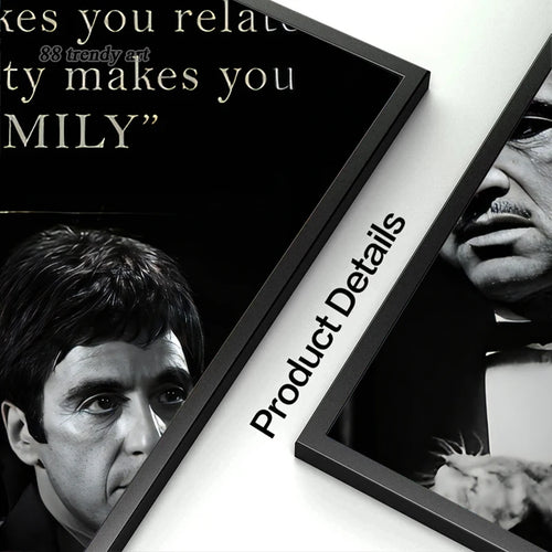 Black and White Movie Scarface and Godfather Canvas Painting Tony Montana , Don Vito Corleone Quotes Posters Pictures Home Decor - vue 7 sur 8