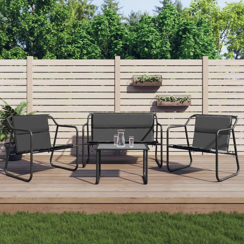 ensemble de jardin 4 pièces avec coussins en acier