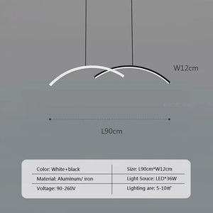 lustre moderne à leds avec télécommande et ligne simple
