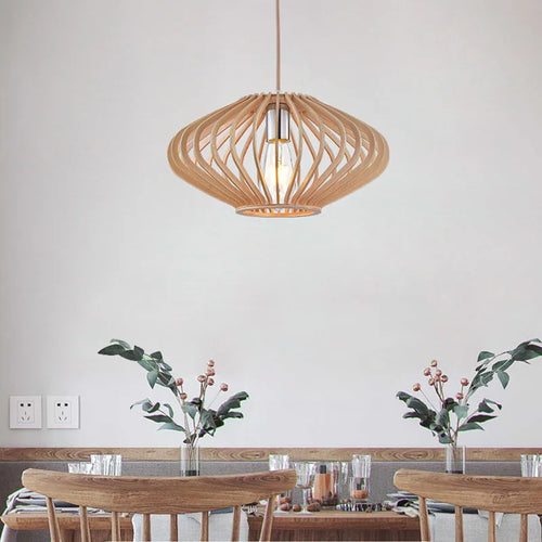 suspension luminaire rétro en bois pour îlot cuisine