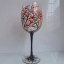 Verre à vin arbre quatre saisons peint main