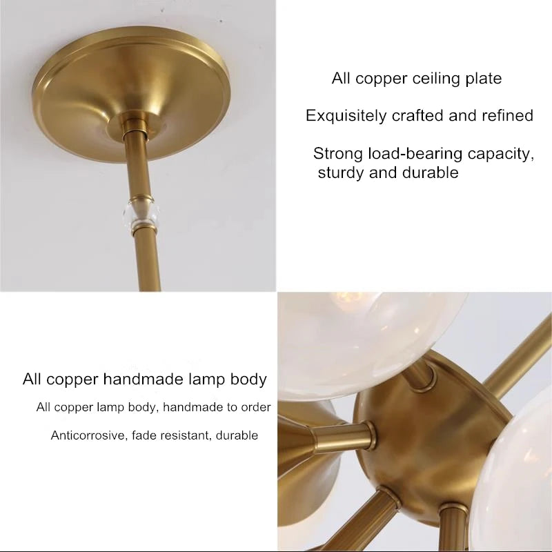 lustre en cuivre design moderne pour un intérieur élégant - vue 5 sur 9