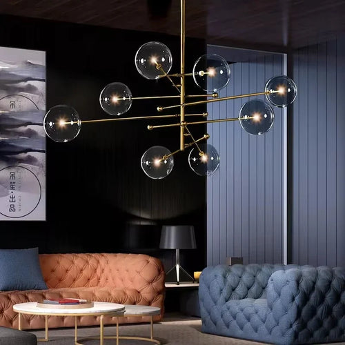 lustre à led en verre pour intérieur moderne décoratif - vue 2 sur 8