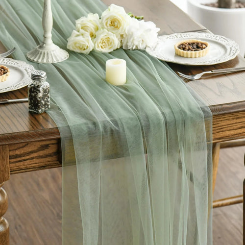 Chemin de table gaze transparente beige mariage fete
