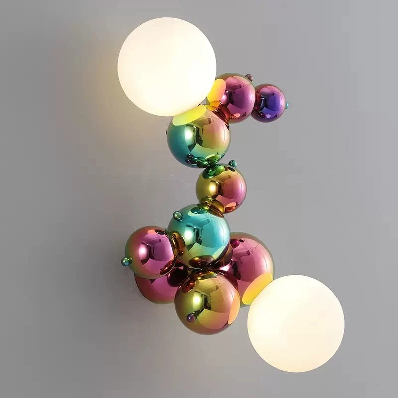 Applique murale postmoderne boule de verre haricot magique acier luxueuse