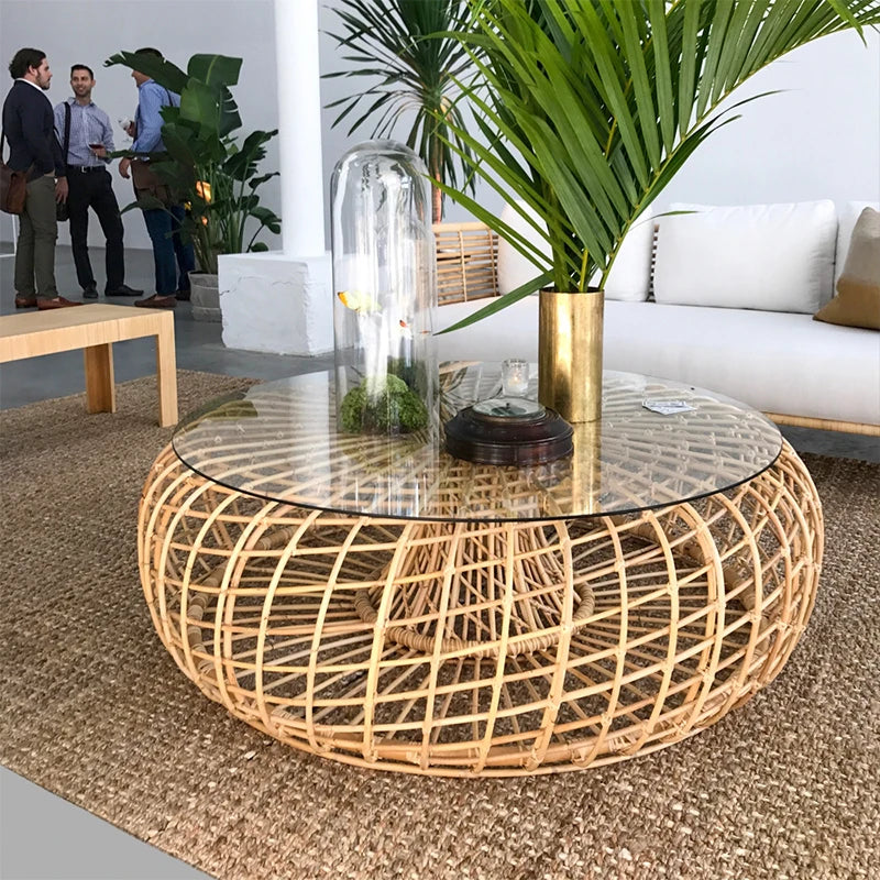 canapé extérieur en teck avec table basse et lit - vue 11 sur 24