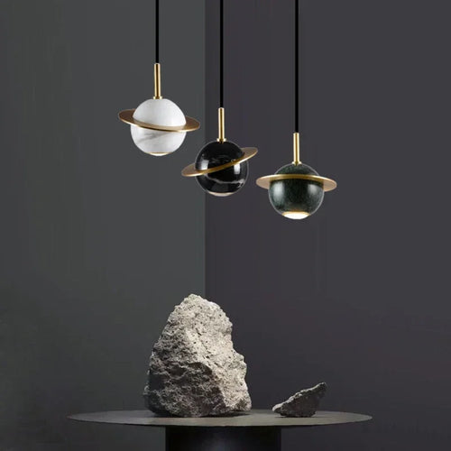 lustre circulaire en marbre naturel style nordique pour bars et restaurants - vue 4 sur 9