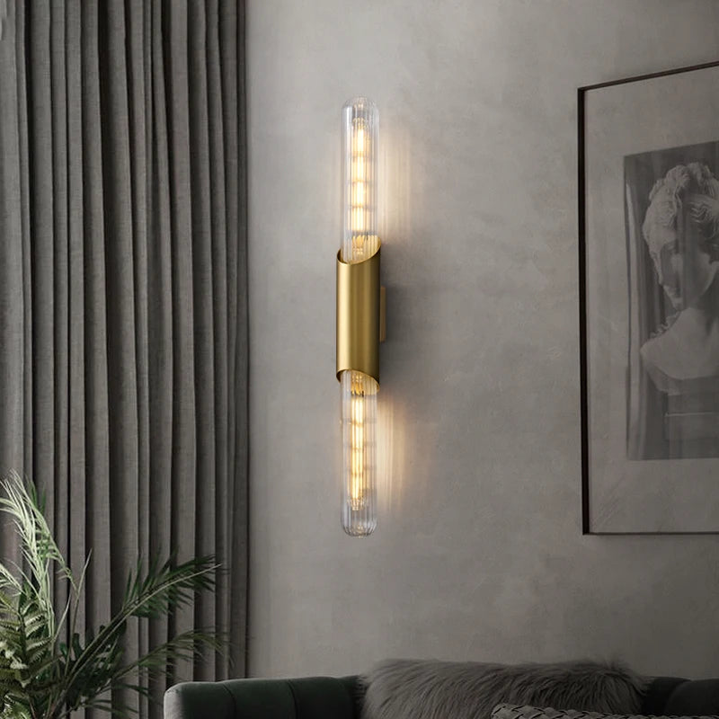 All Copper Wall Lamp, Simple And Minimalist Bedroom Headboard Light Luxury Staircase New Living Room Tv Background Wall Lamp - vue 2 sur 7