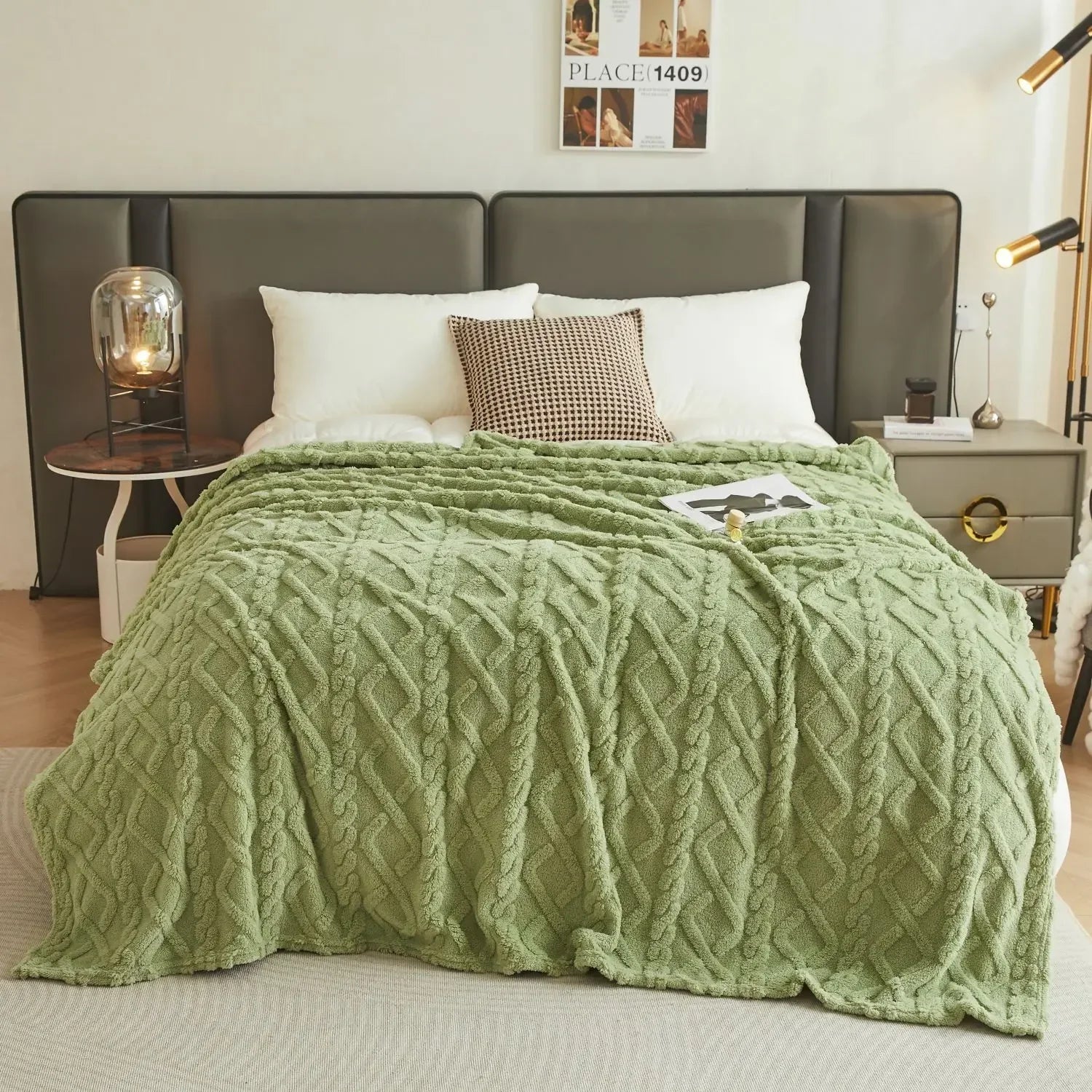 plaid flanelle polaire doux chaud pour lit canapé - vue 2 sur 7
