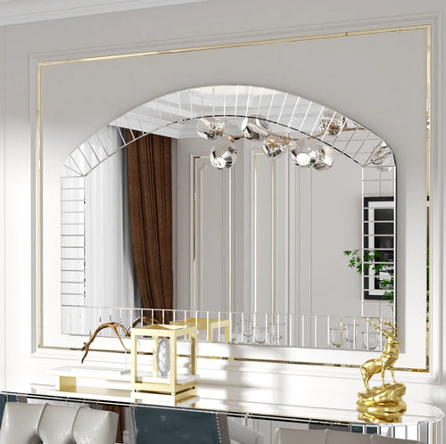 Large Silver Arched Wall Mirror, Silver Glass, Decorative Venetian Accent Mirror, Home Living Room Decor, Bling Beveled Edge - vue 2 sur 7