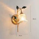 applique murale pastorale française branche dorée feuille verte led rétro