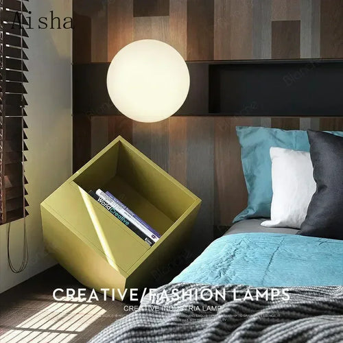 applique murale led moderne abat-jour rond en verre blanc - vue 7 sur 10