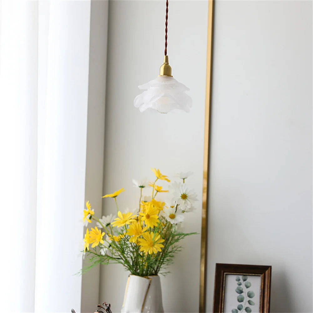 suspension vintage nordique en verre et laiton pour éclairage domestique - vue 6 sur 8