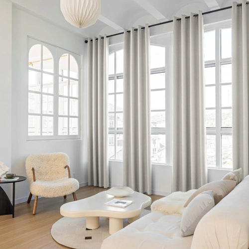 Rideau occultant extra long style lin moderne salon - vue 3 sur 10