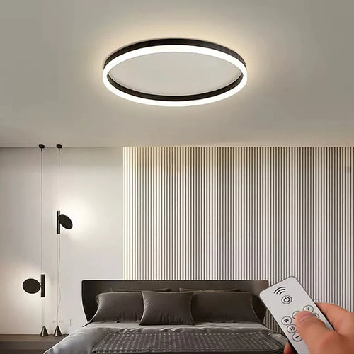 Plafond moderne à LEDs lampes lustre lumières salon salle à manger cuisine chambre plafonnier simple rond décor à la maison lumière intérieure - vue 2 sur 16