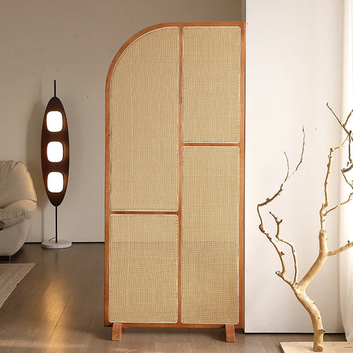 Japanese-style solid wood rattan screen partition is opposite the door to the home, living room entrance is blocked, and mobile - vue 21 sur 29