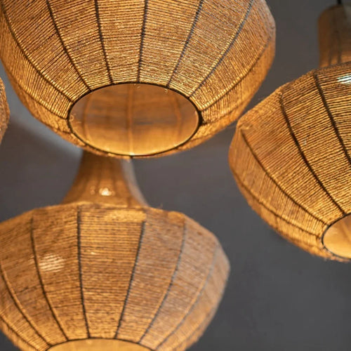 lustre en corde de chanvre tissé à la main style wabi sabi - vue 6 sur 10