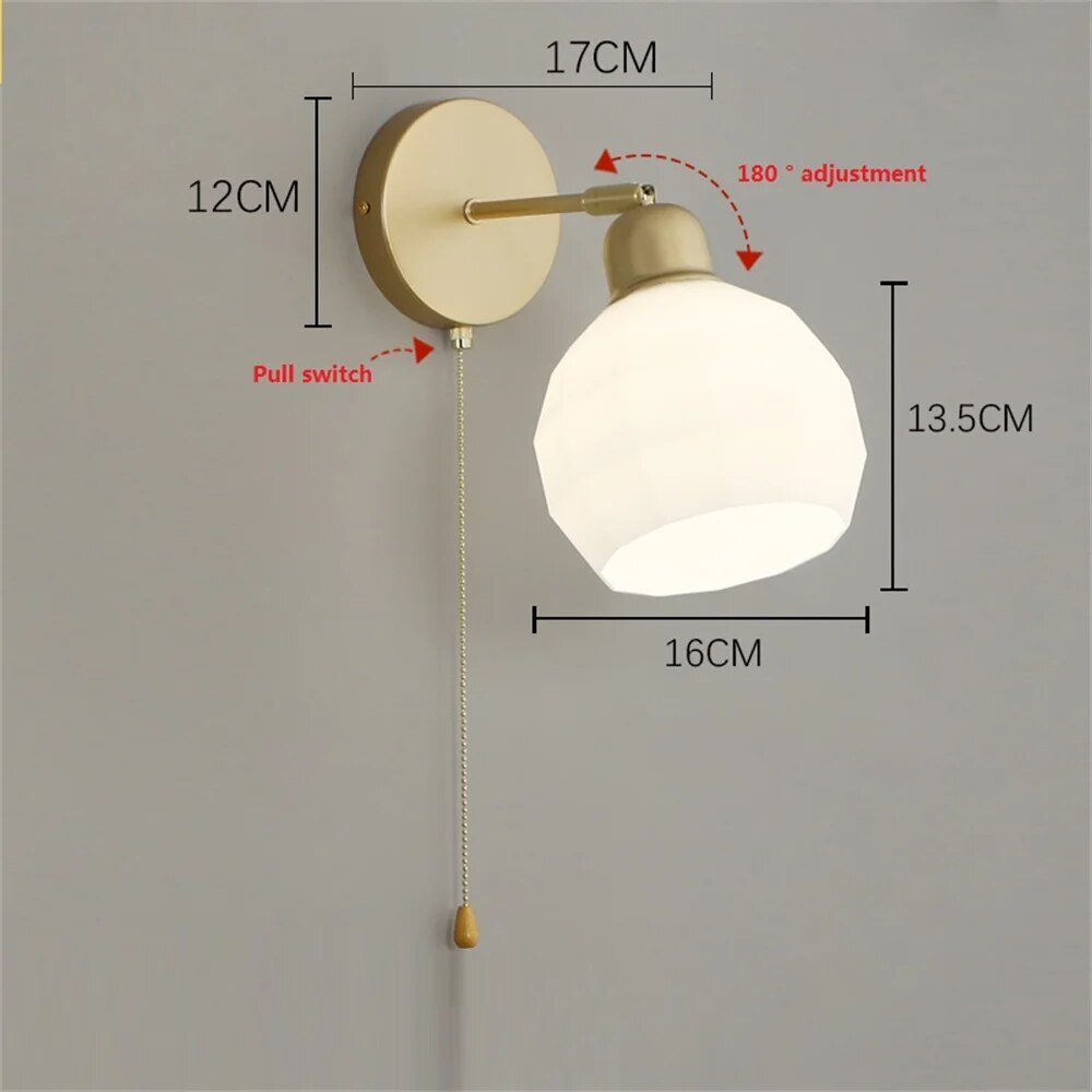 Lampe de chevet loft applique métal verre - vue 8 sur 9