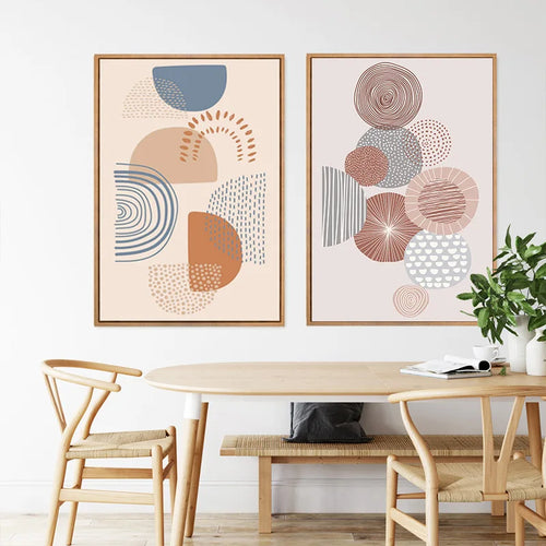 Abstract geometric multicolour flower wall art warm decor - vue 2 sur 7