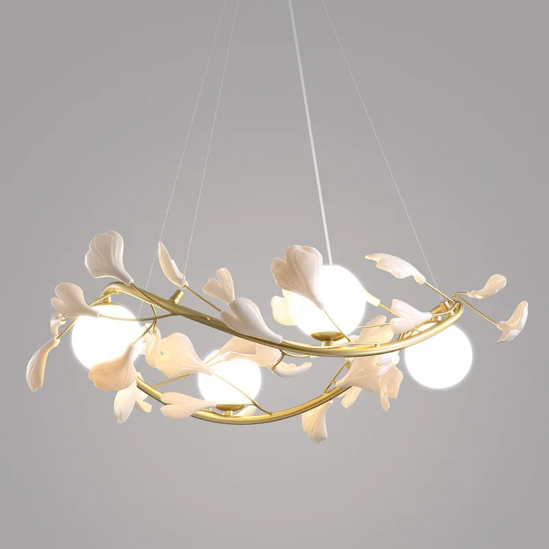 lustre led moderne en forme de pétale de ginkgo lumineux et élégant - vue 5 sur 9