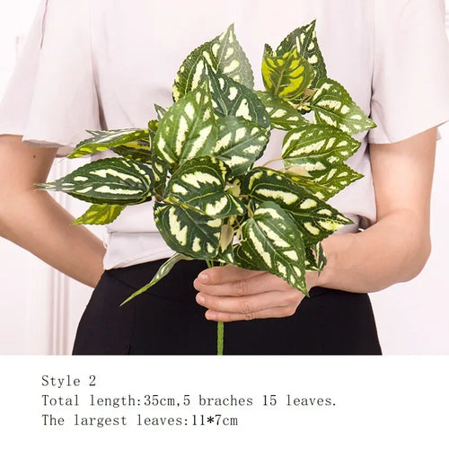 Artificial Grass Green Plants Wall Decor Accessories For Wedding,Plastic Monstera Fake Plants For Home Garden Bonsai Decoration - vue 10 sur 16
