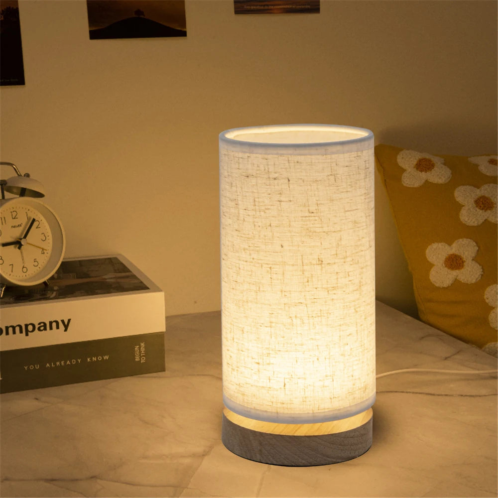 lampe de table en bois massif au style chaleureux et simple - vue 2 sur 5