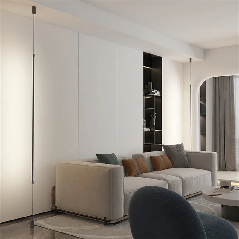 Minimalist hanging LED floor lamp modern design for interior decoration - vue 5 sur 12